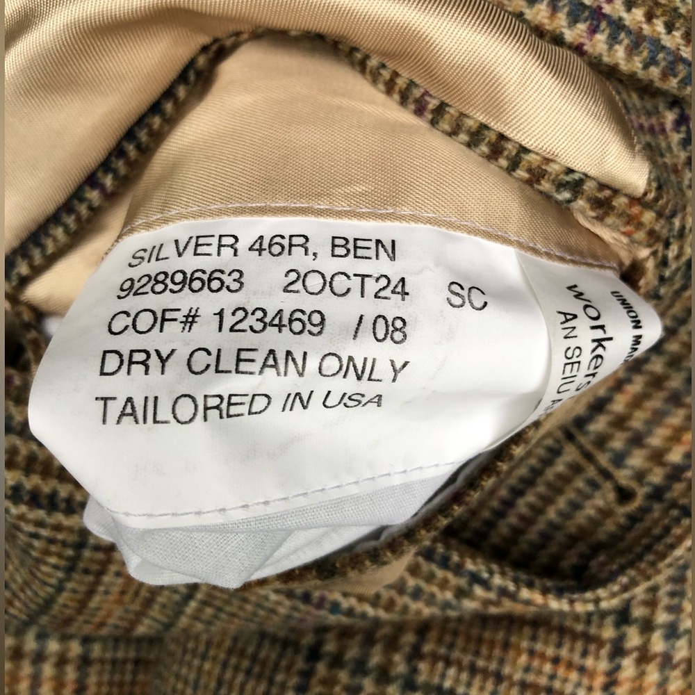 BEN SILVER Kynoch of Scotland 100% Lambswool Glen Plaid Sport Coat Men’s 46 R - Picture 15 of 15